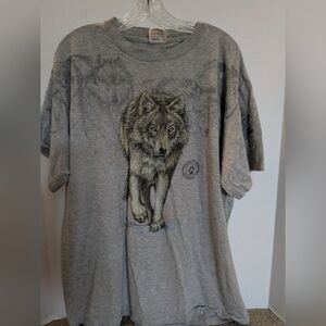 Vintage Wolf All Over Print Graphic T-Shirt 90's Sansegal Sportswear XL